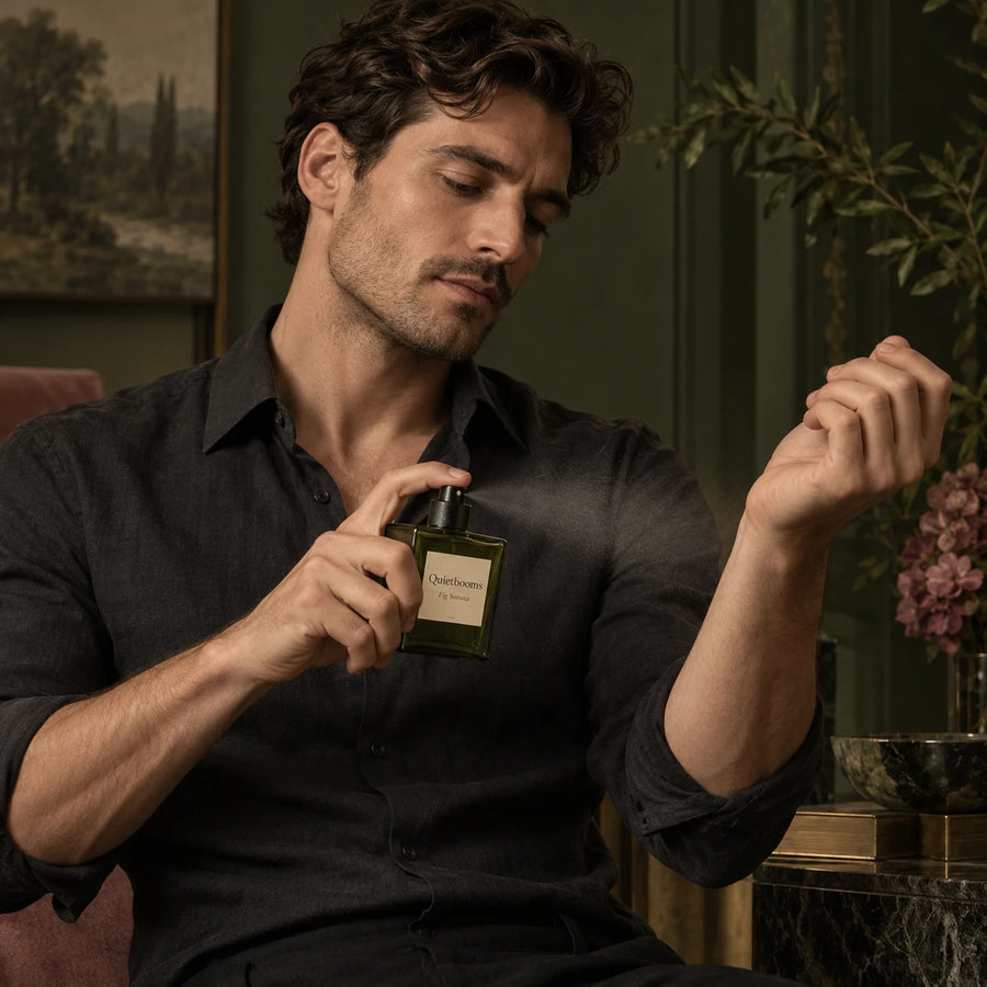 Fig Sonata adult man applying perfume original design visualization